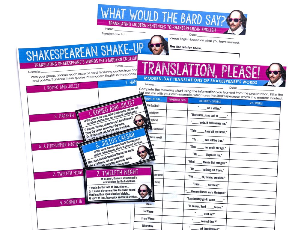 Support students with Shakespearean vocabulary by providing a graphic organizer that can be used for quick and easy reference throughout your unit