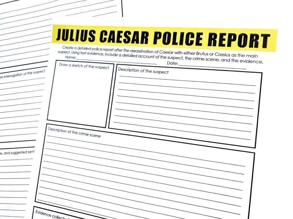 Teaching Julius Caesar through the lens of a "police report" can offer an engaging and creative way to explore and analyze plot.