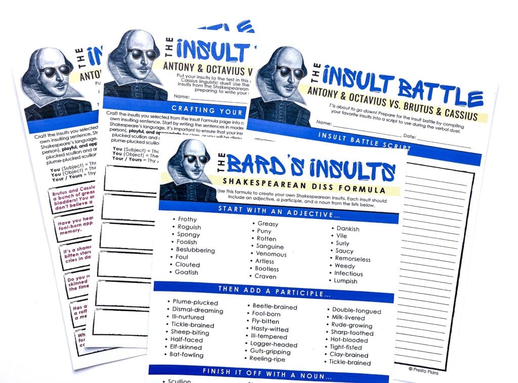 A creative "insult battle" can be a fun way for students to experiment and explore Shakespeare's language.